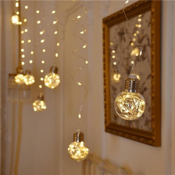 200 LED Curtain String Lights Wishing Ball Fairy Lights USB Battery Twinkle Deco - Picture 5 of 7